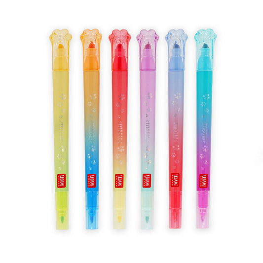 Set di 6 Pennarelli Doppia Punta con Colori Sovrascrivibili - Meow