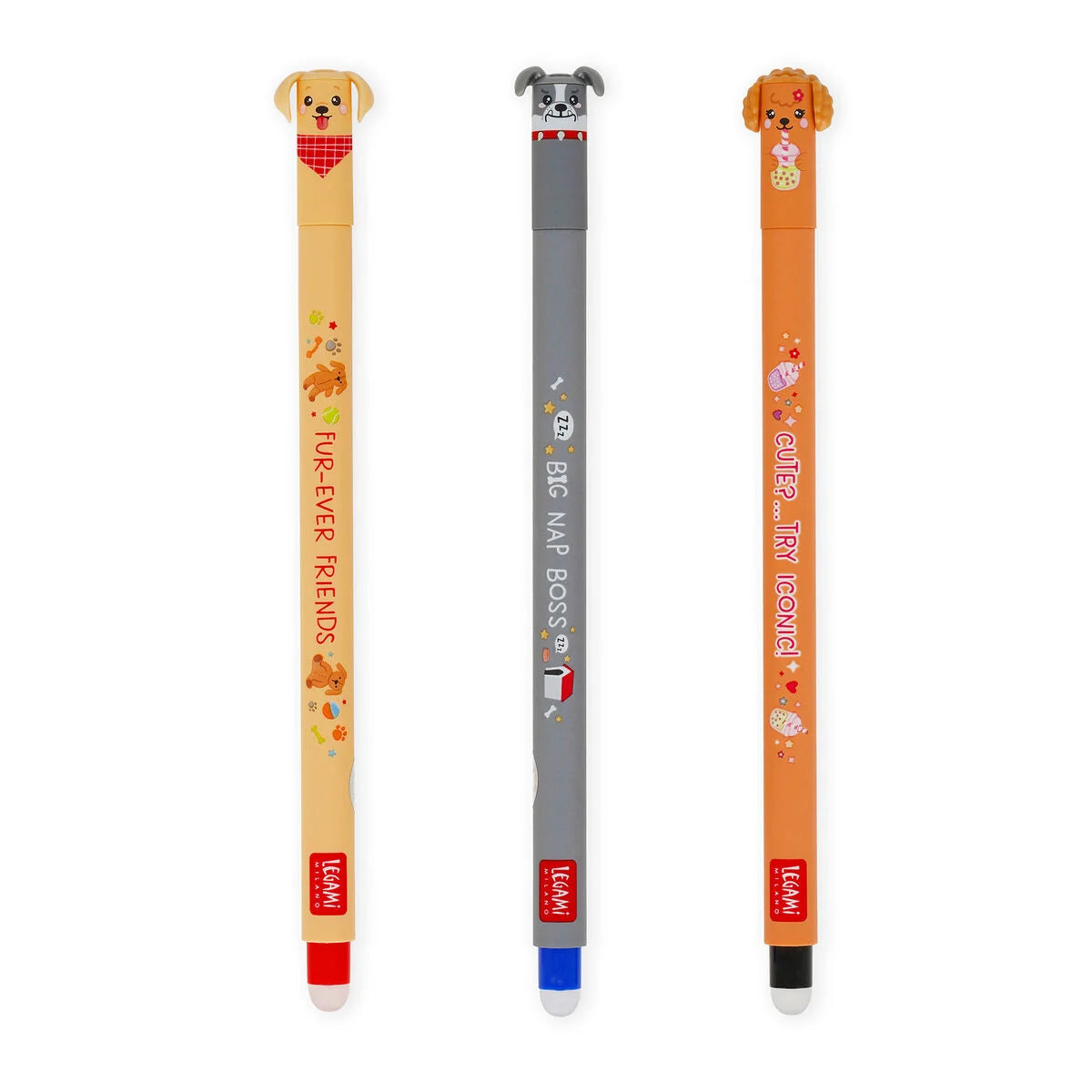 Set di 3 Penne Cancellabili Legami - Erasable Pen - Fur-ever Friends - Limited Edition
