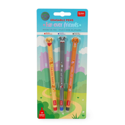 Set di 3 Penne Cancellabili Legami - Erasable Pen - Fur-ever Friends - Limited Edition